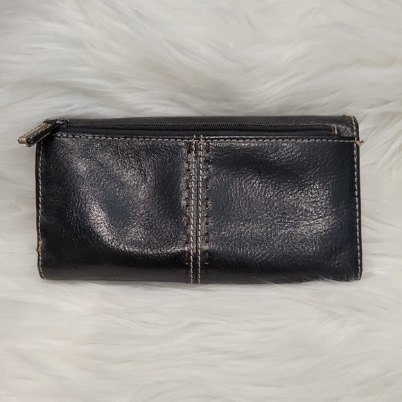 Fossil Black Leather Wallet with Zip and Snap Closure - Picture 2 of 7